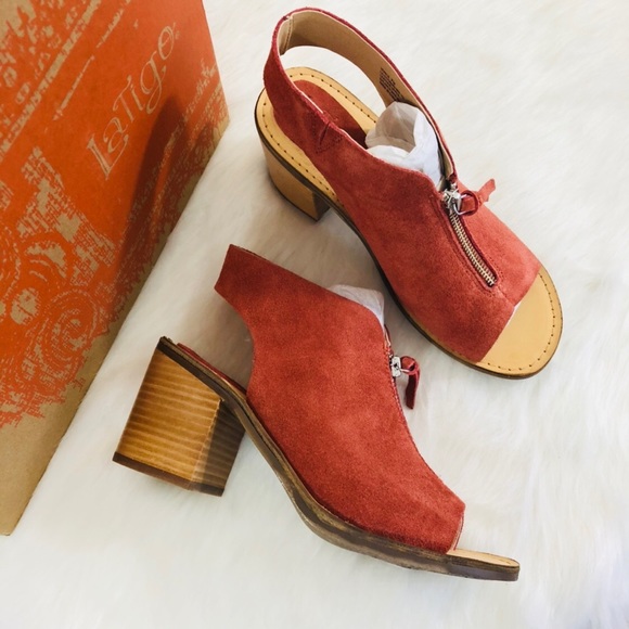 Latigo Shoes - Latigo Venice Sueded Heeled Sandal in Burnt Orange
